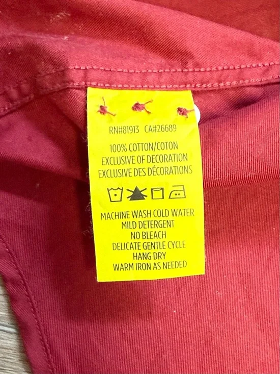 Robert Graham Mens L Red Solid Long Sleeves Button Up Shirt Collared Casual - Picture 9 of 9